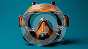 Vibrant Orange Diving Mask On Blue Transparent Background