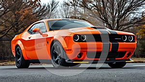 Aggressive Orange Dodge Challenger Hellcat Redeye
