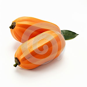 Vibrant Orange Pawpaw Fruits On White Background