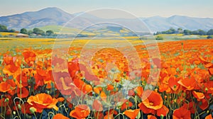 Vibrant Orange Poppies: A Bold And Airy Painting Of Provence Morning photo