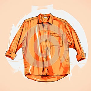 Vibrant Orange Shirt Sketch - Painterly Style With Ironical Twist