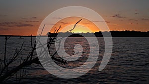 Vibrant Orange sunset over Lake Grapevine in Grapevine Texas