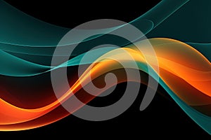 Vibrant orange teal white psychedelic grainy gradient color flow wave on black background, music cover dance party poster design