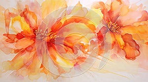 Vibrant Orange and Yellow Abstract Watercolor Marigold Petals Aflame AI Generated