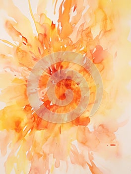 Vibrant Orange and Yellow Abstract Watercolor Marigold Petals Aflame AI Generated