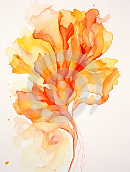 Vibrant Orange and Yellow Abstract Watercolor Marigold Petals Aflame AI Generated