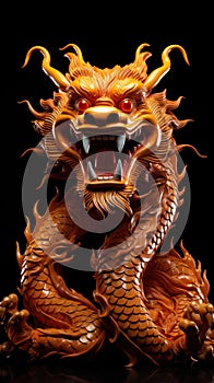 A vibrant orange and yellow Chinese dragon,