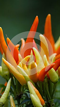 Vibrant Orange and Yellow Hot Peppers