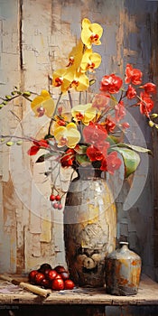 Vibrant Orchid Oil Painting: Uhd Image With Meticulous Design