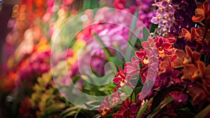 Vibrant Orchids Blooming In Abundance. A Spectrum Of Color And Life. Generative AI