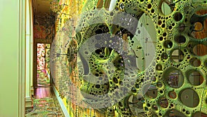Organic Dreamscape: Intricate Biomorphic Patterns Create Surreal Interior, generative ai photo