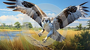 Vibrant Osprey In Hyper-realistic Photo: A Colorful Display Of Nature\'s Beauty