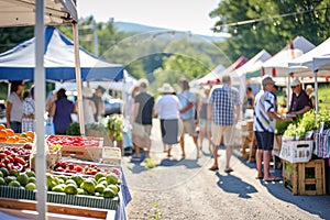 Vibrant outdoor market with people and colorful tents