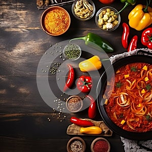 Vibrant Paella Showcase Amidst a Bustling Spanish Marketplace