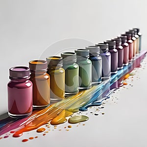 Vibrant paint bottles leaking a beautiful mix of colorful paints , Ai-Generated Images