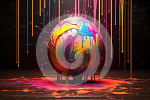 Vibrant Paint glob 3d art. Generate Ai