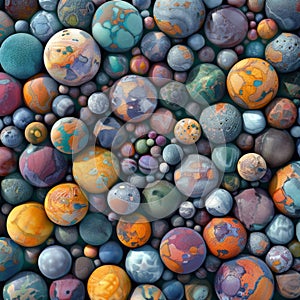 Vibrant Painted Rocks in Various Hues