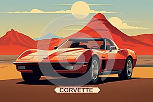 A Vibrant Painting of a Chevrolet Corvette in the Desert Created With Generative AI Technology