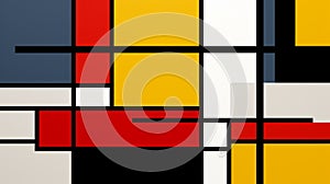 Abstract De Stijl Art Wallpaper: Yellow, Red, Black Colors