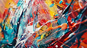 Vibrant Painting With Splattered Paint