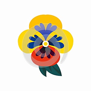 Vibrant Pansy Icon Vector With Fauvist-inspired Design