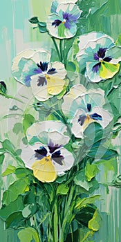 Vibrant Pansy Painting With Energetic Impasto Style