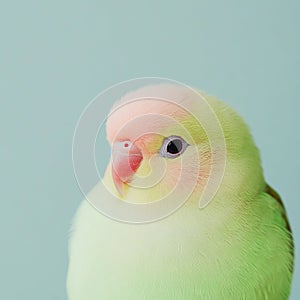 Vibrant Parakeet Portrait Showcasing Colorful Feathers and Playful Charm photo