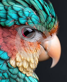 Vibrant parrot feather close-up