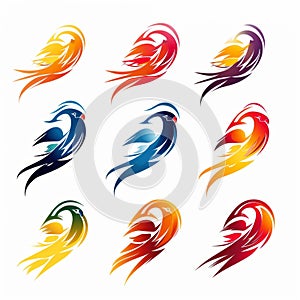 Vibrant Parrot Logos Collection With Dynamic Bird Wing Vector Design