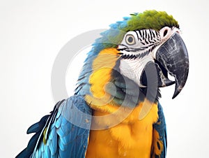 Vibrant parrot white background