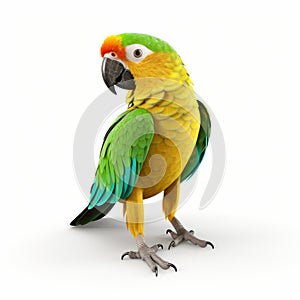 Vibrant Parrot On White Background - Daz3d Style Pre-rendered Graphics