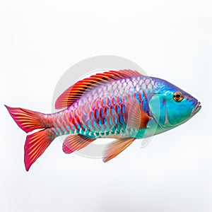 Vibrant Parrotfish: Stunning Photorealistic Artwork On White Background