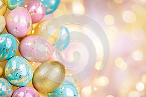 Vibrant pastel Easter eggs with a sparkle, adding joy to spring celebrations