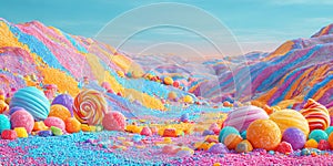 Vibrant Pastel Landscape A Dreamlike CandyColored World