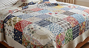 Vibrant Patchwork Quilt on a Bed