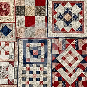 Vibrant patchwork quilts on display