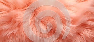 Vibrant Peach fur texture. Fashionable trendy color. Dyed animal fur. Concept of Softness, Comfort and Luxury. Can be