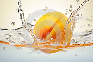 Vibrant Peaches Captured in Studio with Artistic Water Splash - Refreshing Produce