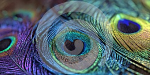 Vibrant Peacock Feathers CloseUp Texture and Color
