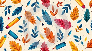 Vibrant pencil doodle patterns for kids. Fun scribbles and crayon shapes in a seamless set photo