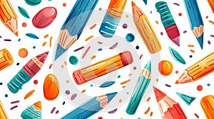 Vibrant pencil doodle patterns for kids. Fun scribbles and crayon shapes in a seamless set photo