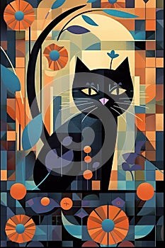 Vibrando bígaro gato ilustraciones invitaciones a pósters 