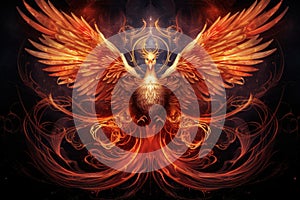 Vibrant Phoenix bird in fire. Generate Ai