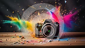 Vibrant Photo Album: Sony A9 Captures Explosive Colors on Shiny Background