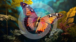 Vibrant Photorealistic Renderings Of A Majestic Orange Butterfly In Lush Surroundings