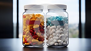 Vibrant Pills Encased in Bottles