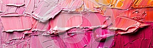 Vibrant Pink Abstract Painting Texture with Brushstroke and Palette Knife on Canvas Close-up