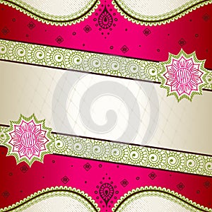 Vibrant pink banner inspired by Indian mehndi