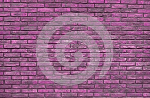 Vibrant pink brick wall background, wallpaper. Pink bricks pattern, texture.