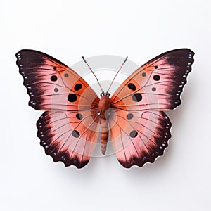 Vibrant Pink Butterfly On White Background